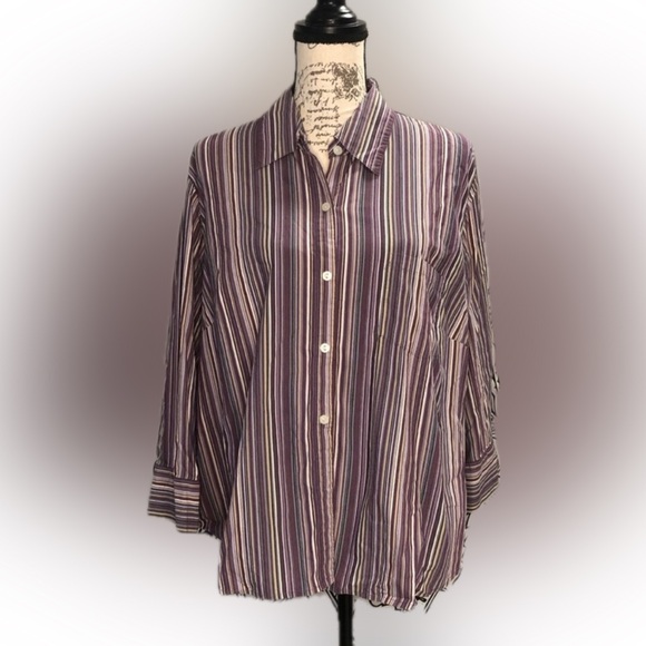 Liz Claiborne Striped Button-Up Shirt Size 18W - Picture 1 of 9